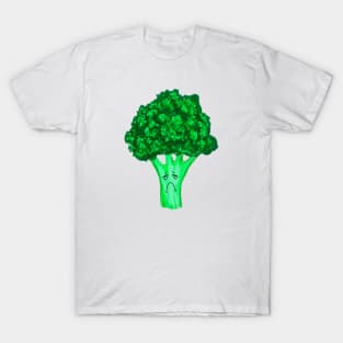 Sad Broccoli Original New School Funny Art T-Shirt
